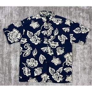 Hunt Club Shirt Mens Medium Blue Hawaiian Shortsleeve Tropic